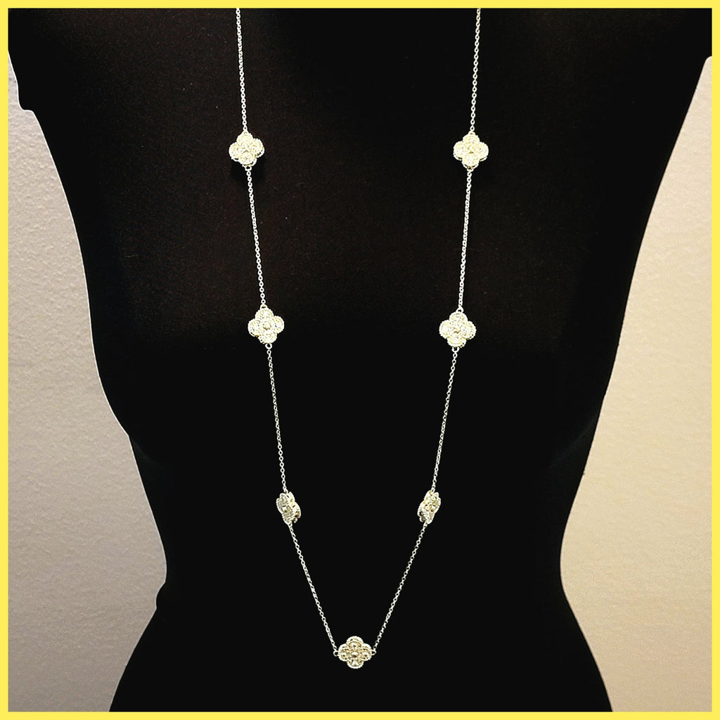 Long Clover Station Necklace - Leila Jewels