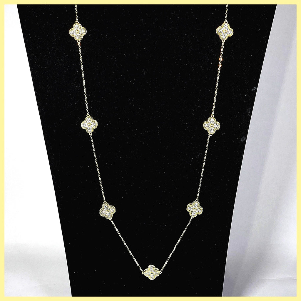 Long Clover Station Necklace - Leila Jewels