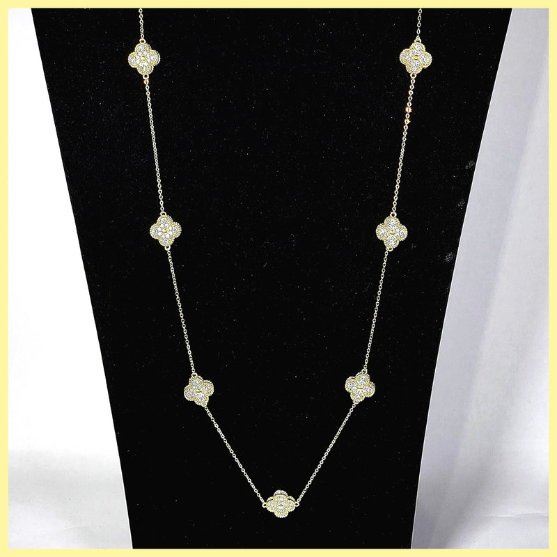 Long Clover Station Necklace - Leila Jewels