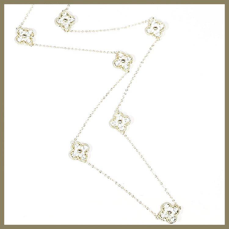 Long Clover Station Necklace - Leila Jewels