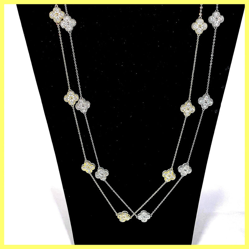 Long Clover Station Necklace - Leila Jewels