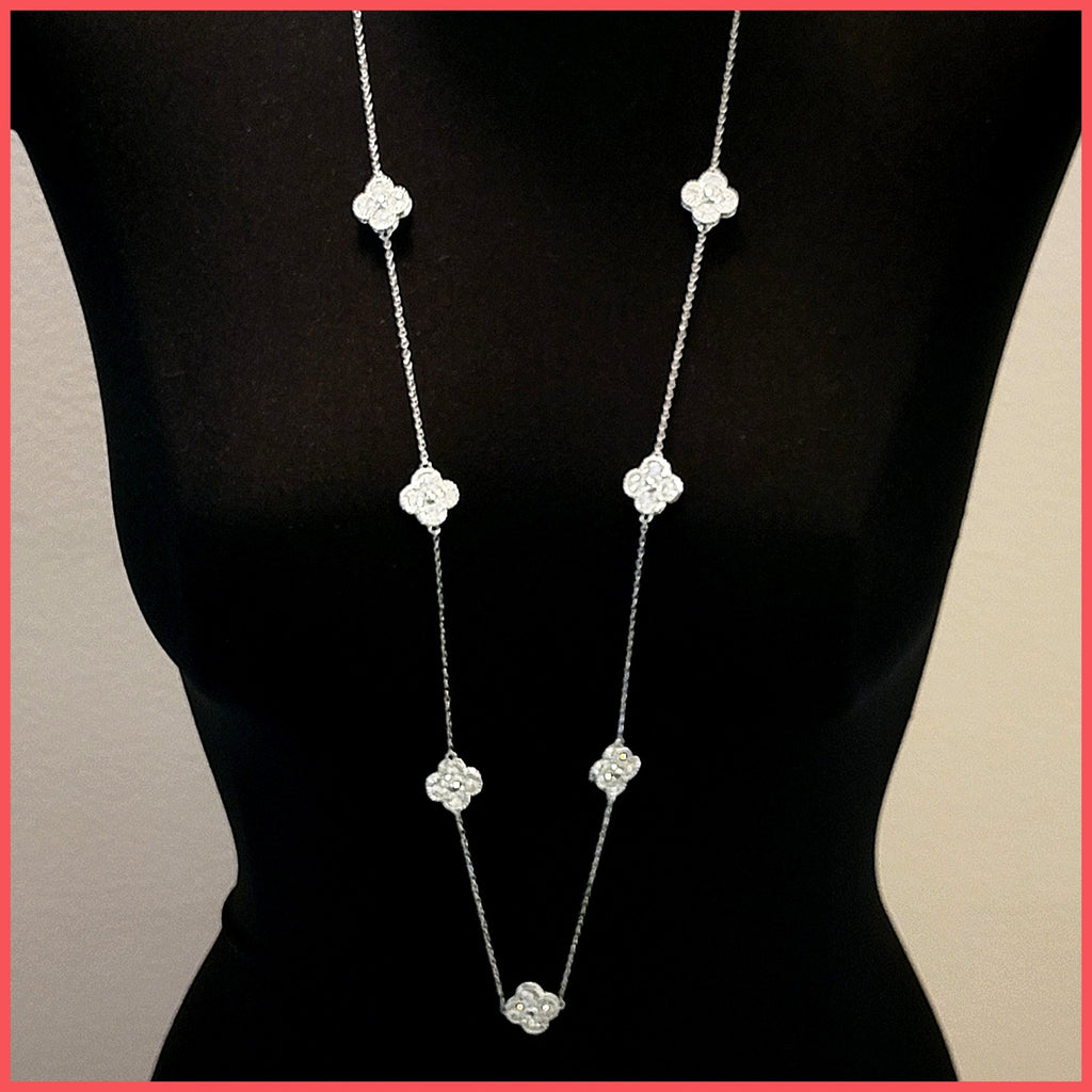 Long Clover Station Necklace - Leila Jewels