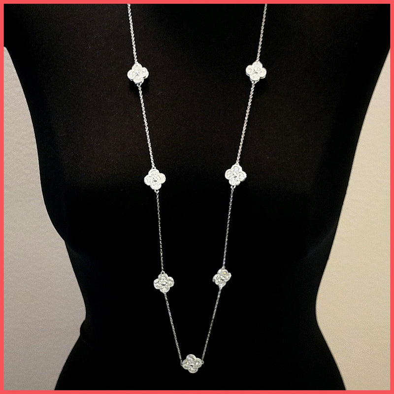 Long Clover Station Necklace - Leila Jewels