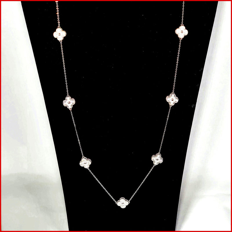 Long Clover Station Necklace - Leila Jewels