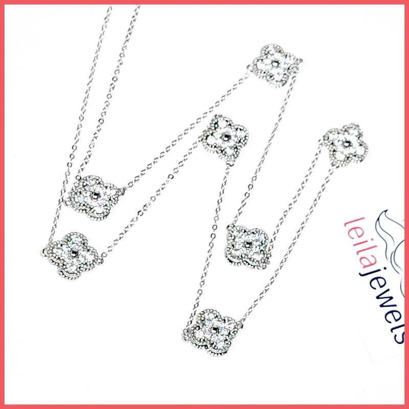 Long Clover Station Necklace - Leila Jewels