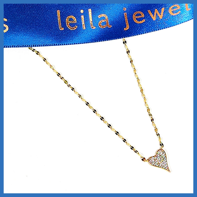 Pavé Sterling Heart Necklace - Leila Jewels