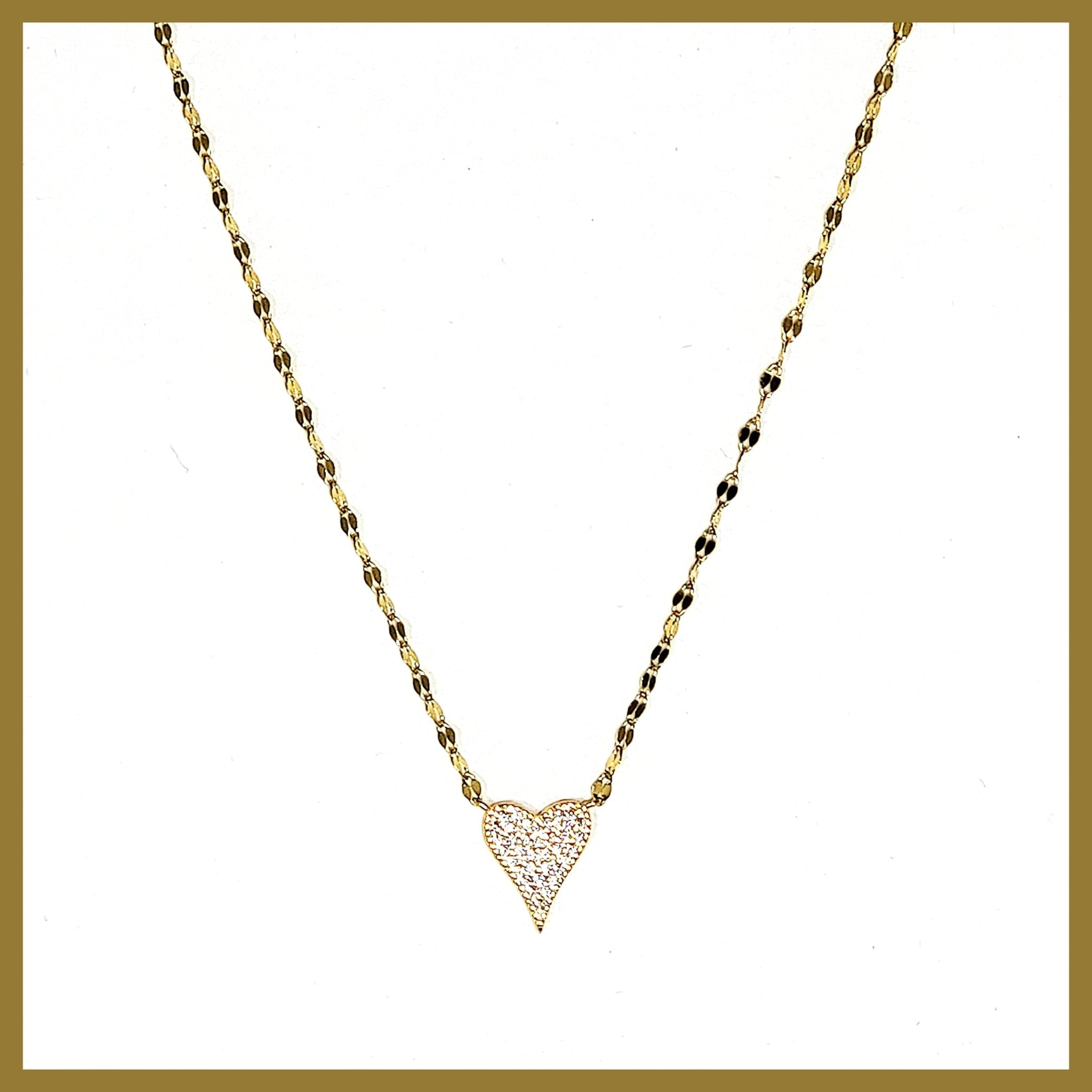 Pavé Sterling Heart Necklace - Leila Jewels