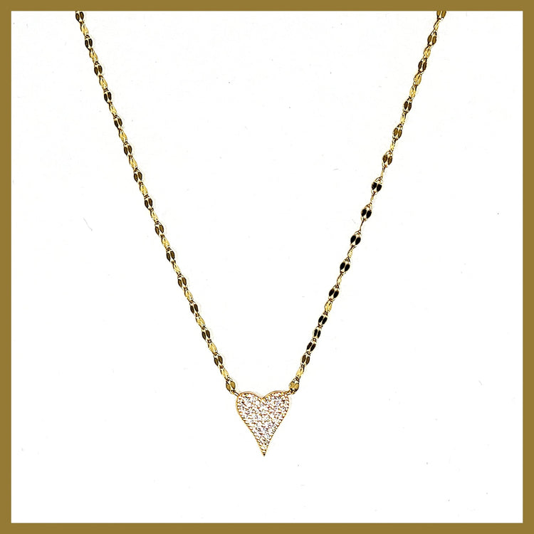 Pavé Sterling Heart Necklace - Leila Jewels