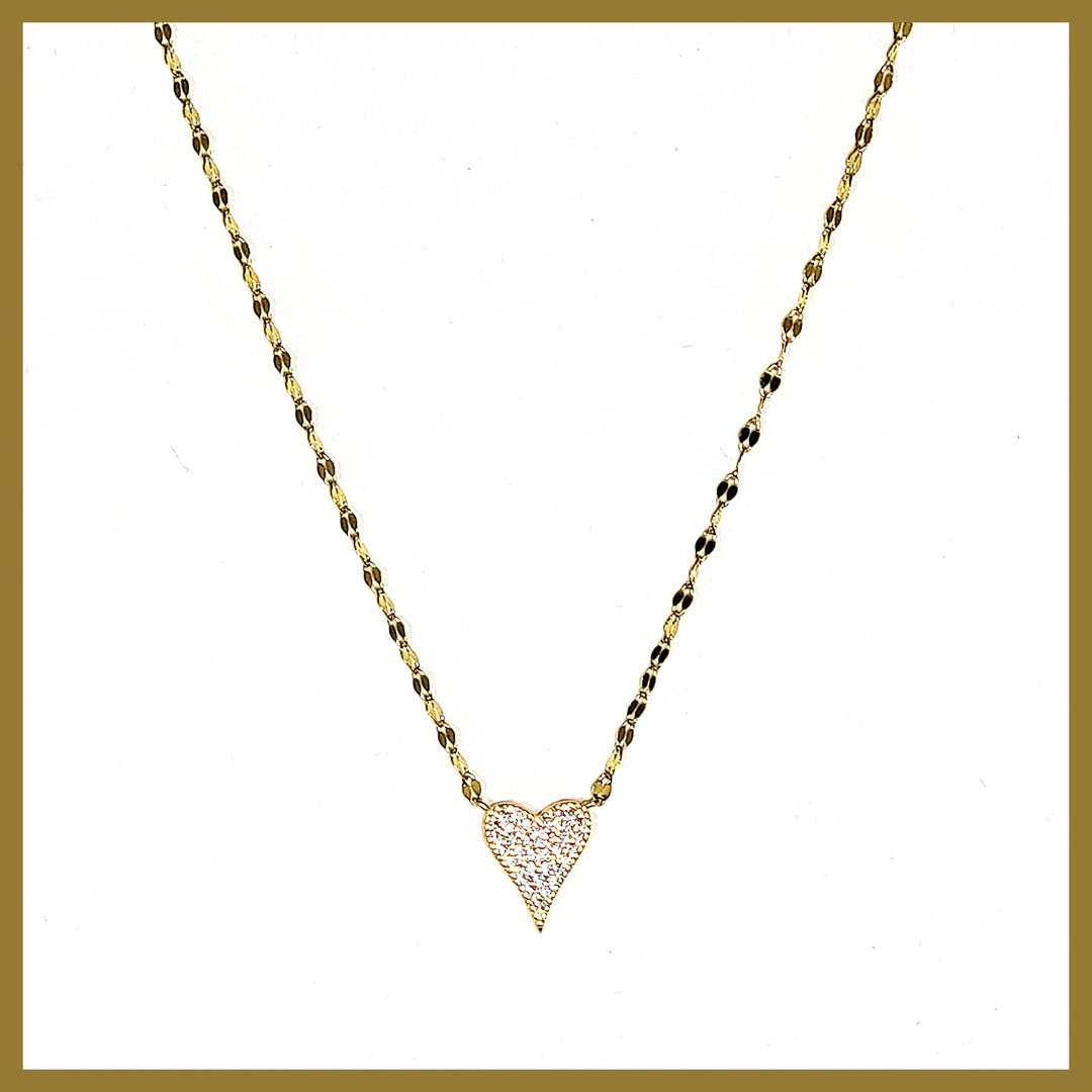 Pavé Sterling Heart Necklace