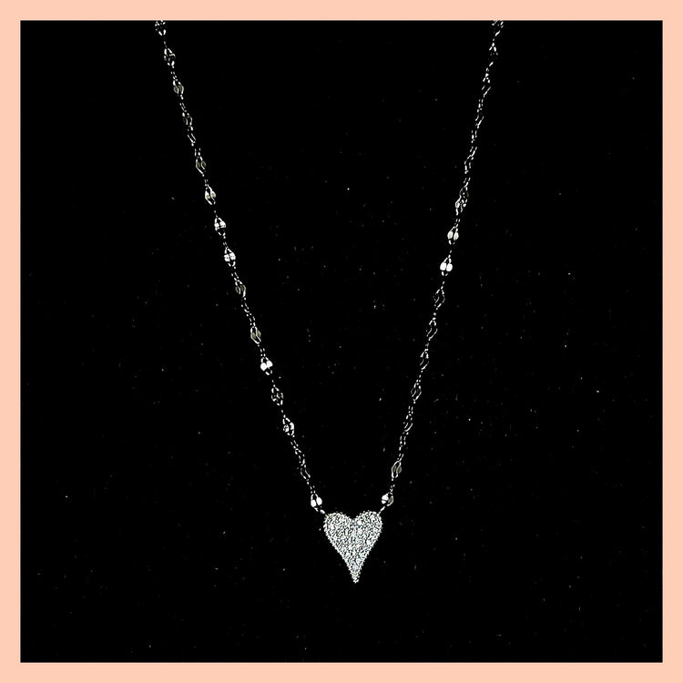 Pavé Sterling Heart Necklace - Leila Jewels