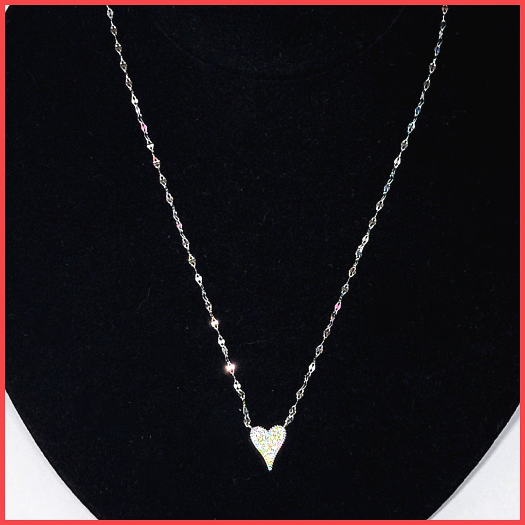 Pavé Sterling Heart Necklace - Leila Jewels