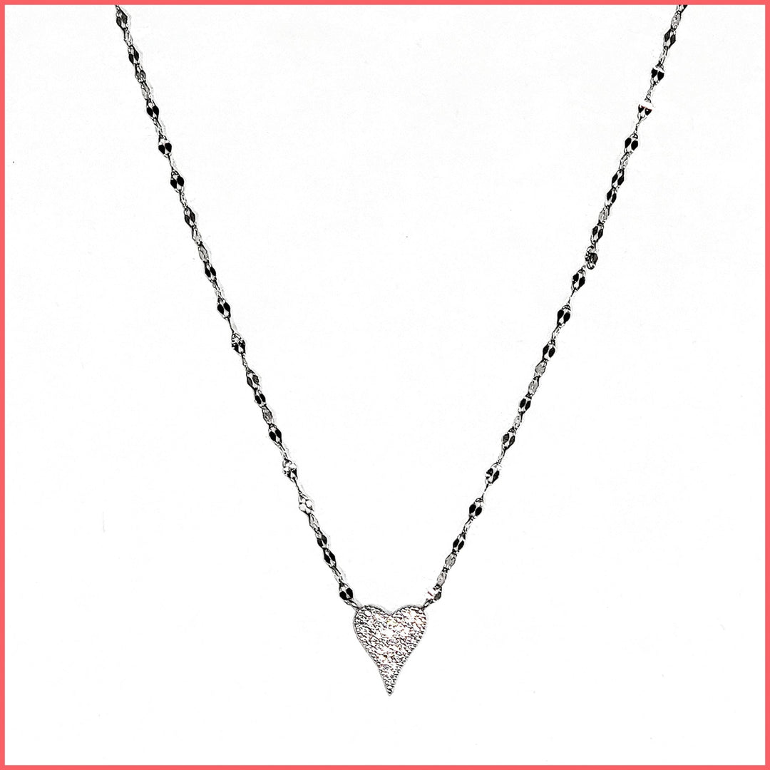 Pavé Sterling Heart Necklace - Leila Jewels