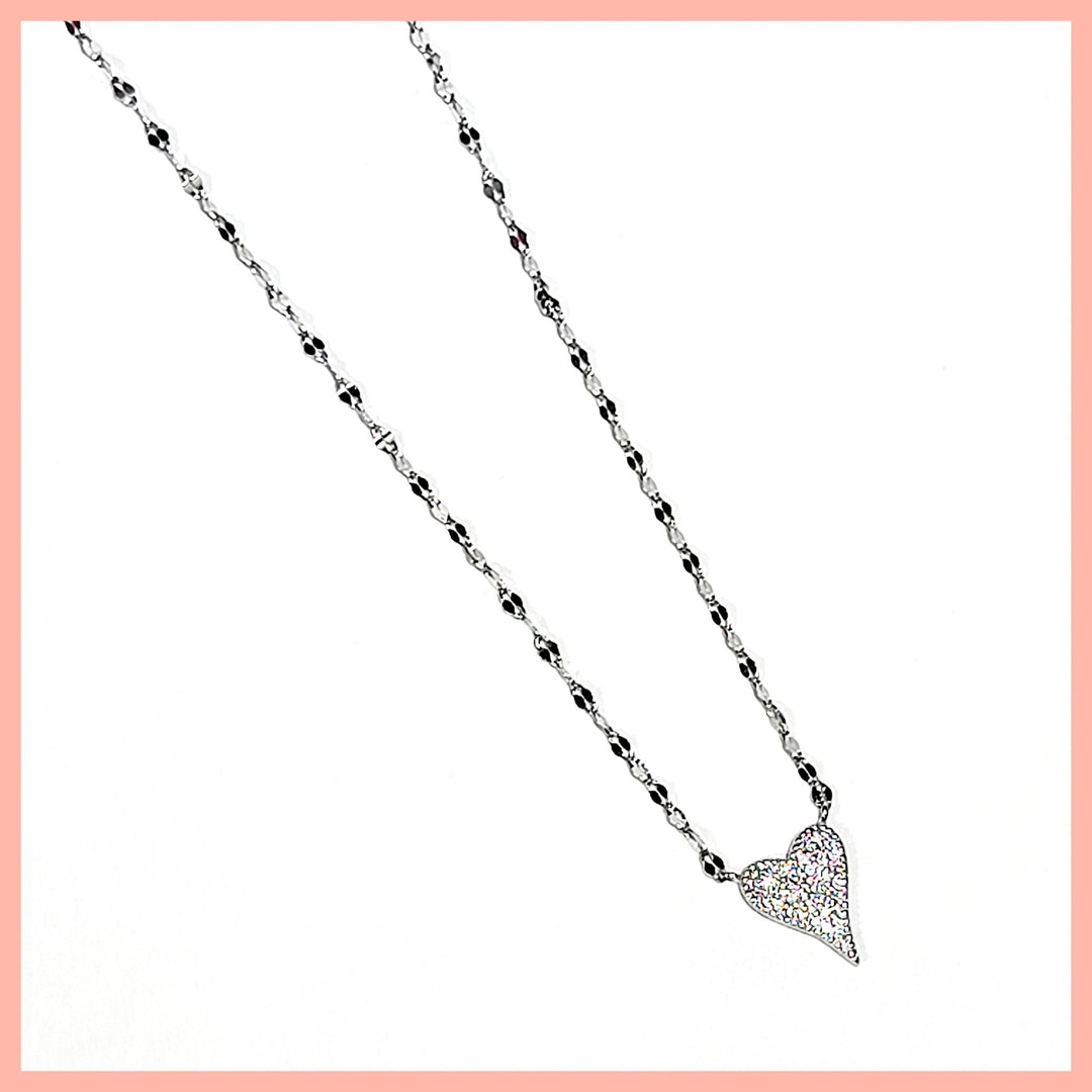 Pavé Sterling Heart Necklace - Leila Jewels