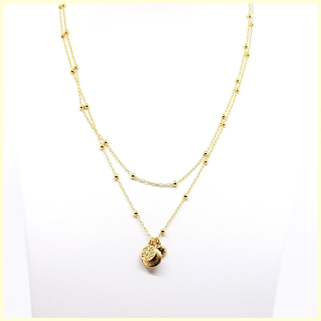 Double Chain Locket Charm Necklace - Leila Jewels