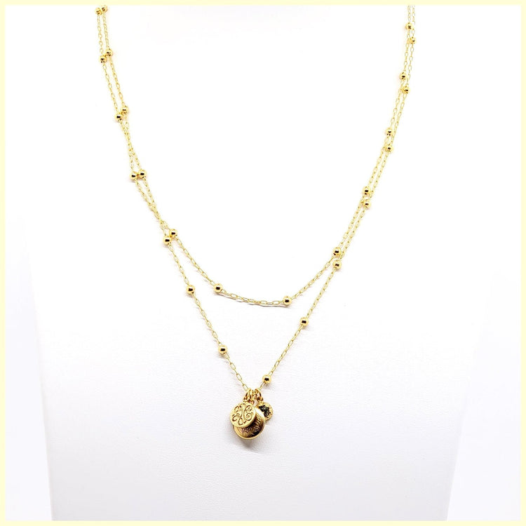 Double Chain Locket Charm Necklace - Leila Jewels