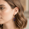 Multi - color Crystal Cluster Earrings - Blue - Leila Jewels