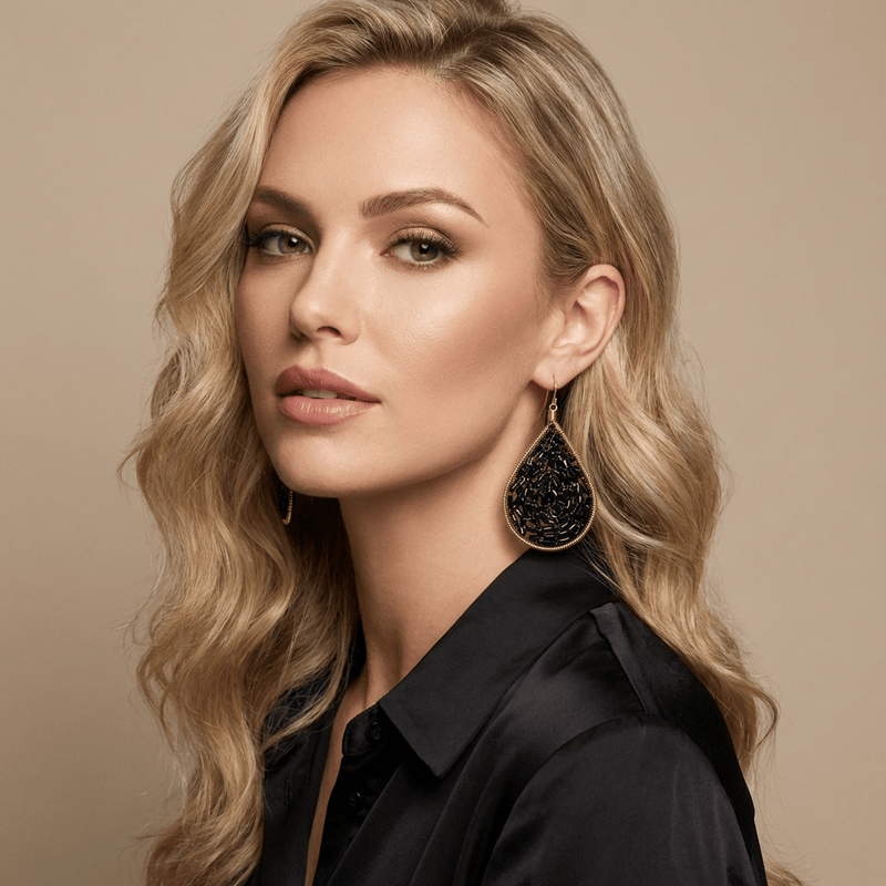 Black "Cleopatra" Earrings - Leila Jewels