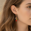 Multi - color Crystal Cluster Earrings - Coral - Leila Jewels
