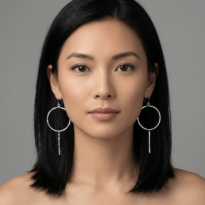 Hammered Circle Earrings - Leila Jewels