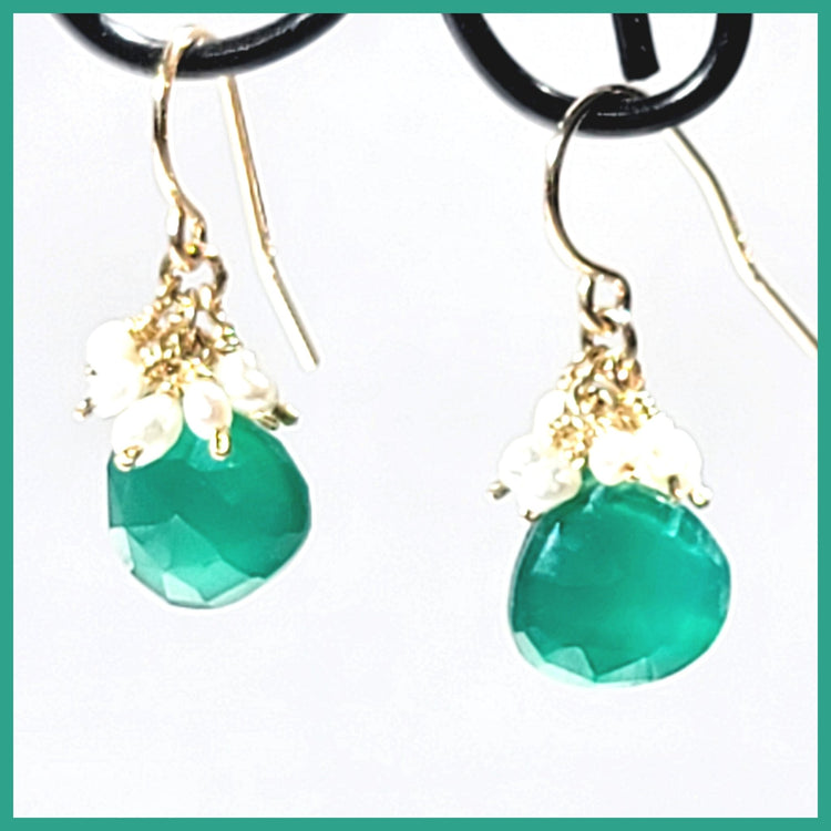 Green Onyx Briolette Earrings - Leila Jewels