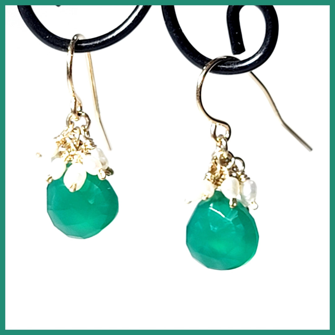 Green Onyx Briolette Earrings - Leila Jewels