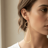 Hammered Long Geometric Earrings - Leila Jewels