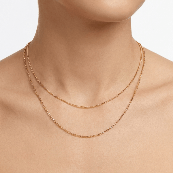 Double Chain Layering Necklace - Leila Jewels