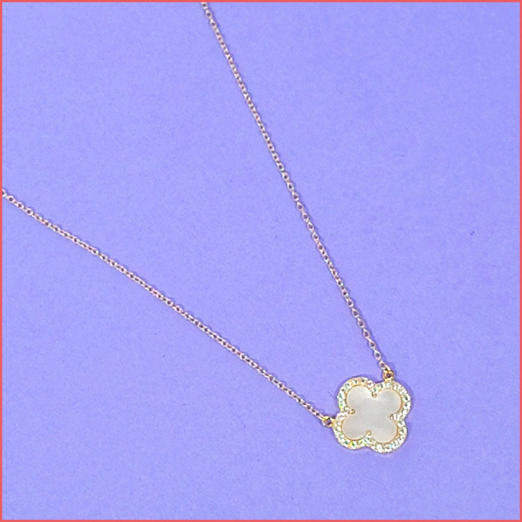 Classic Mother - of - Pearl Clover Necklace - Leila Jewels