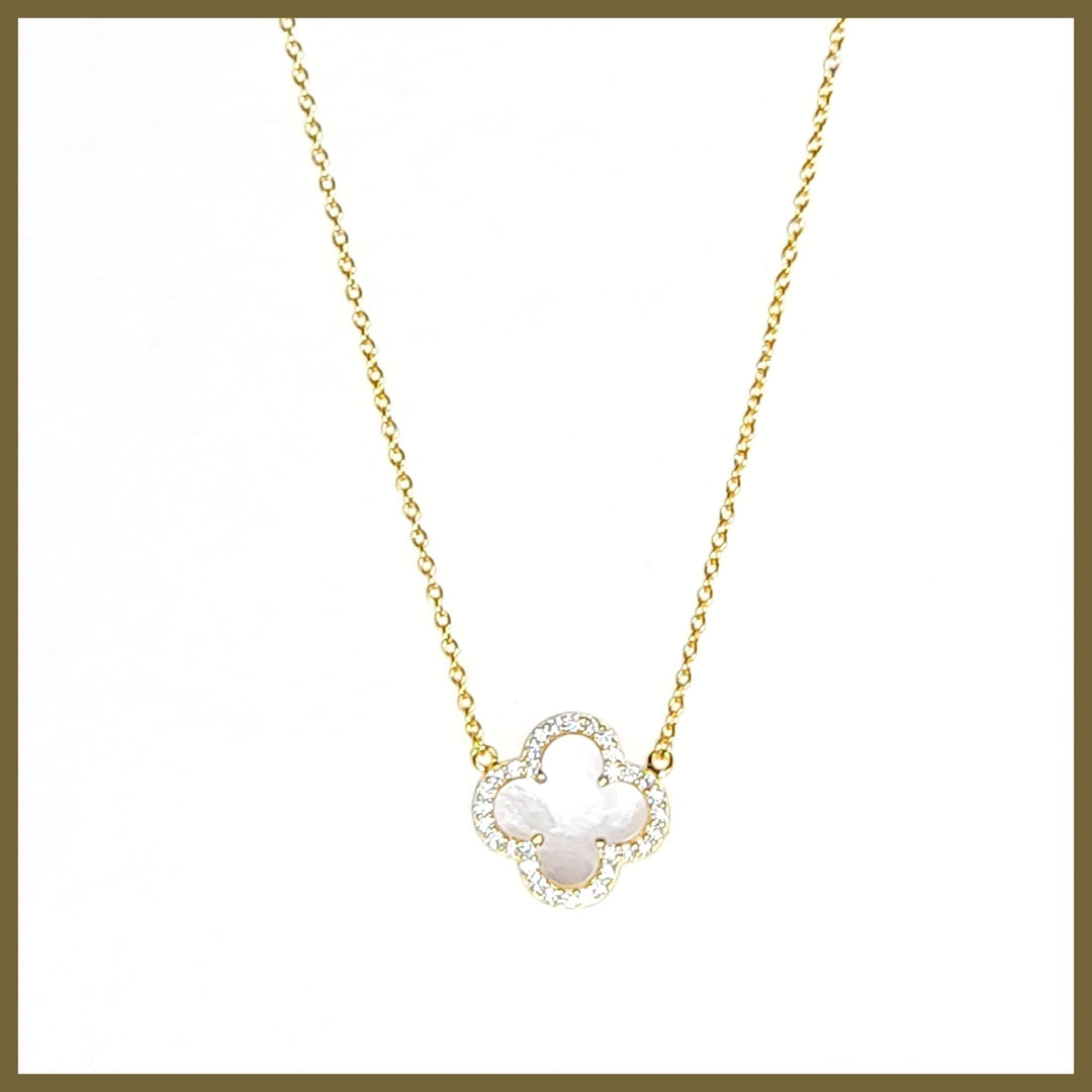 Classic Mother - of - Pearl Clover Necklace - Leila Jewels