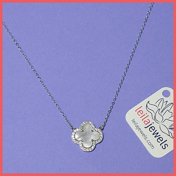 Classic Mother - of - Pearl Clover Necklace - Leila Jewels