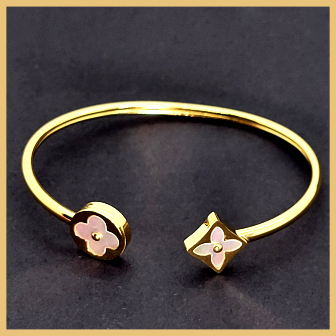 MOP Clover Open Bangle - Leila Jewels