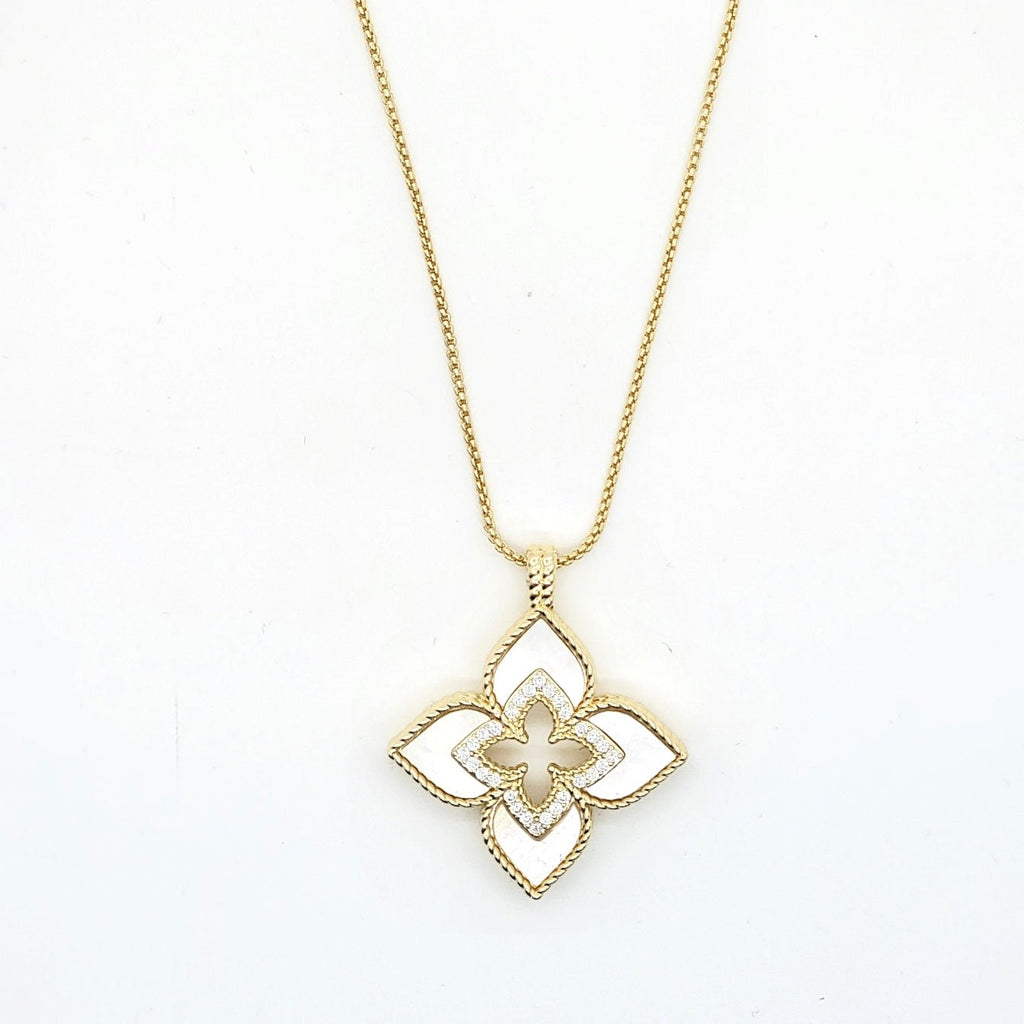 Mother of Pearl Venetian Clover Pendant Necklace - Leila Jewels