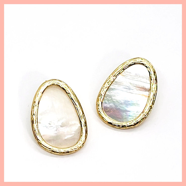 Mother - of - Pearl Petal Stud Earrings - Leila Jewels