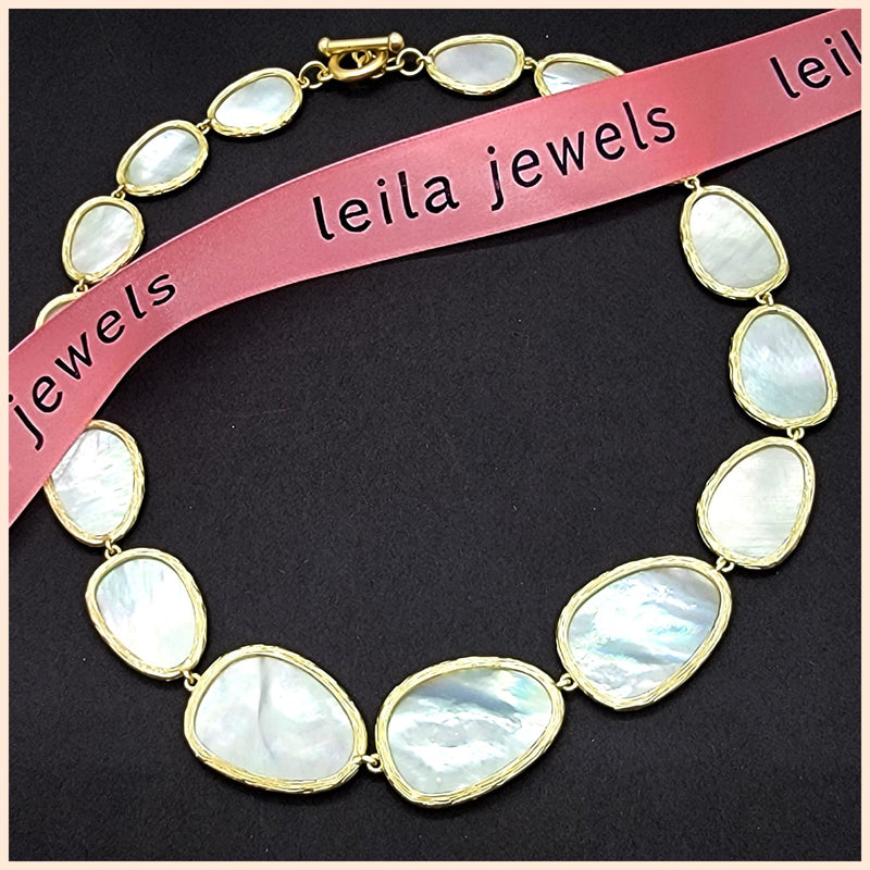 Graduated Mother - of - Pearl Petal Necklace - Leila Jewels