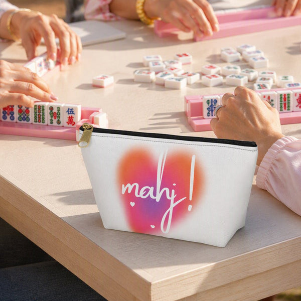 Mah Jongg "mahj!" Heart Zipper Accessory Pouch - Leila Jewels