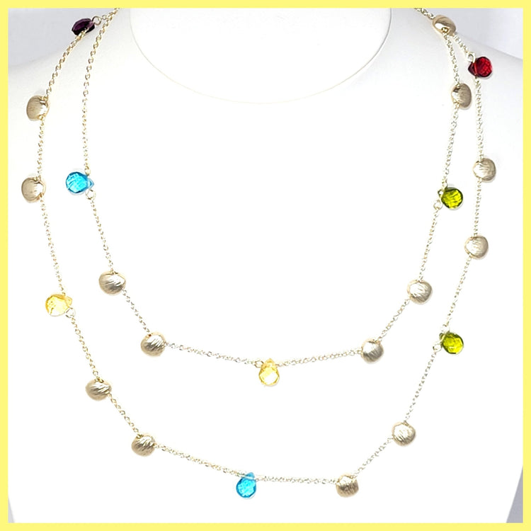 Long Colorful Crystals Necklace - Leila Jewels