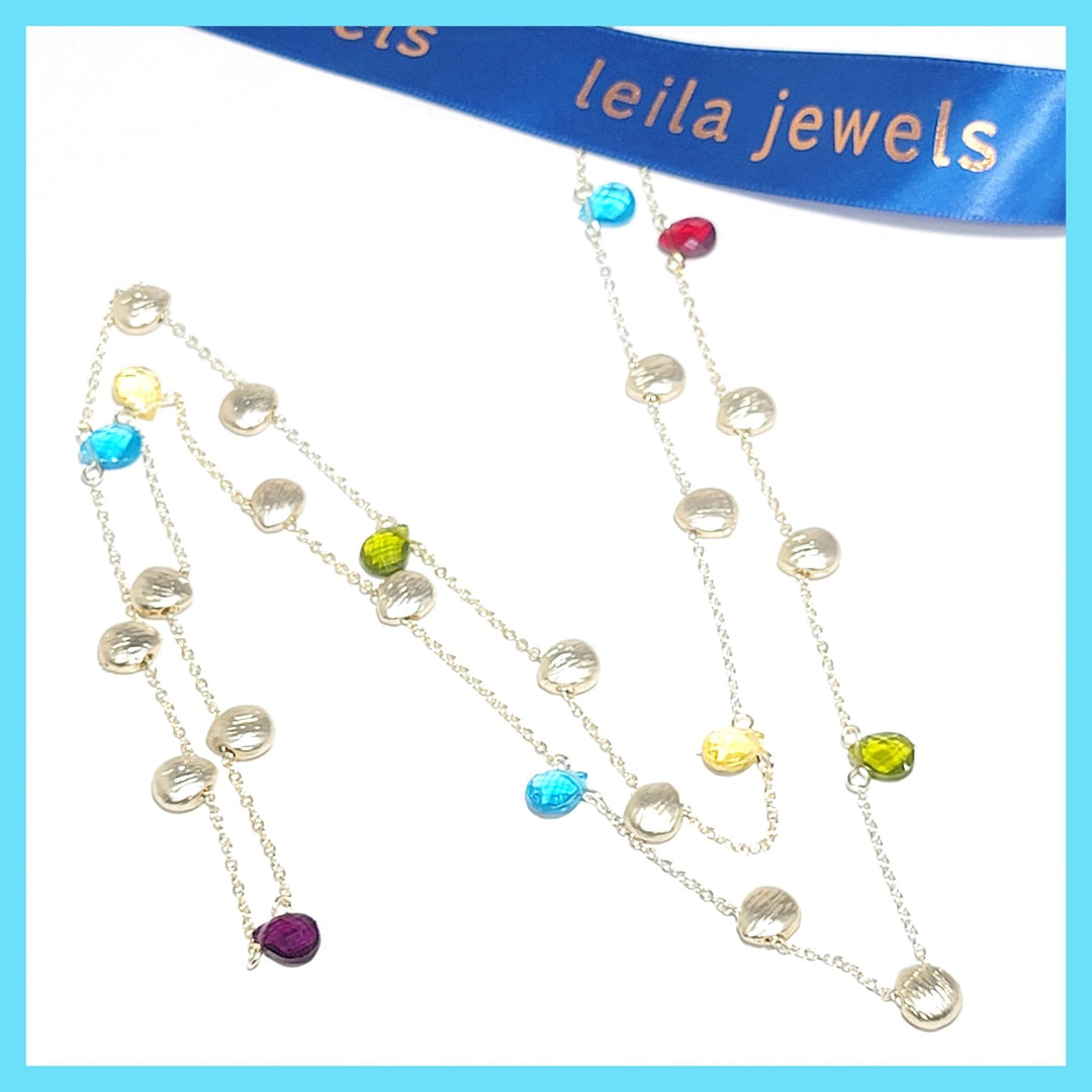 Long Colorful Crystals Necklace - Leila Jewels