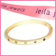 matte gold bracelet colored stones leila jewels