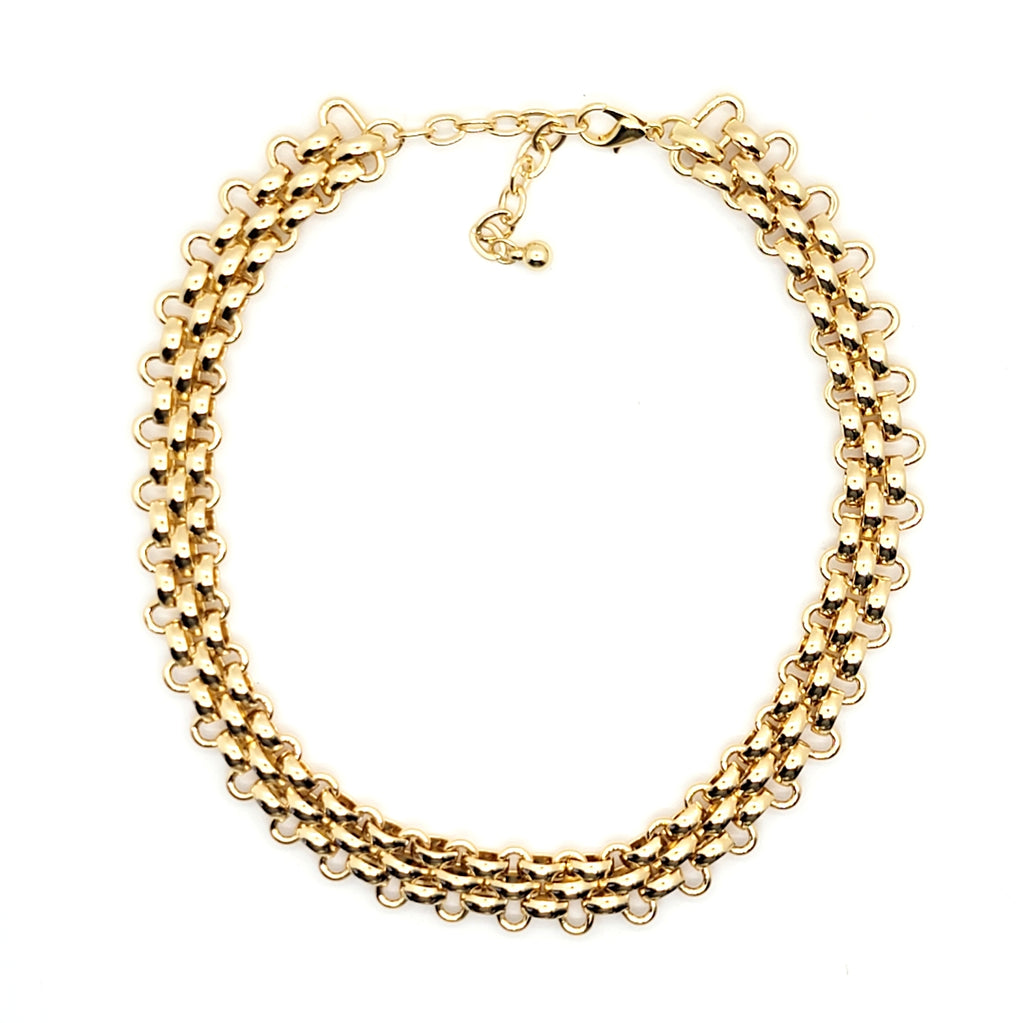 Double Layer Chain Collier Necklace - Leila Jewels