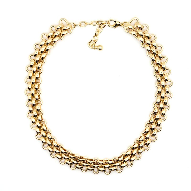 Double Layer Chain Collier Necklace - Leila Jewels