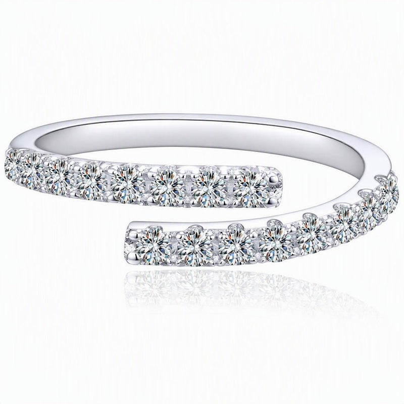 Moissanite Pavé Spiral Bypass Ring - 925 Sterling Silver