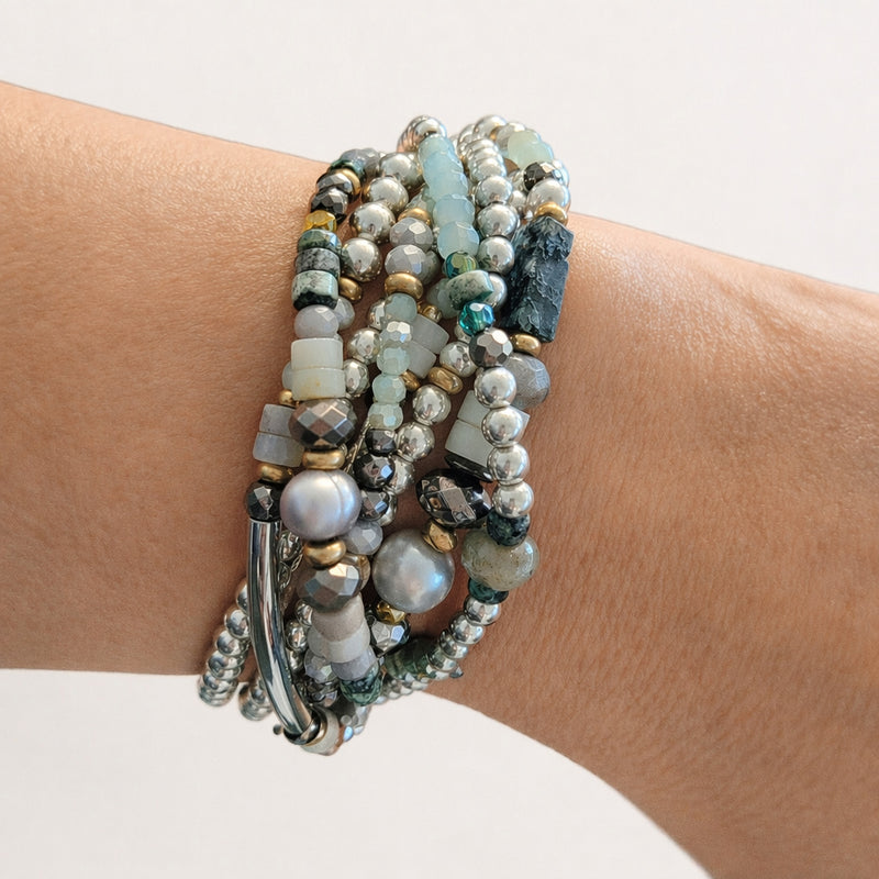 Silver & Gemstone Multistrand Bracelet