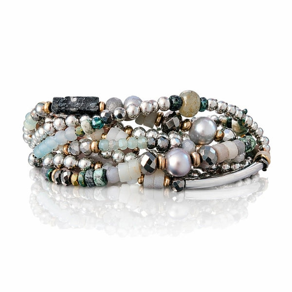 Silver & Gemstone Multistrand Bracelet - Leila Jewels