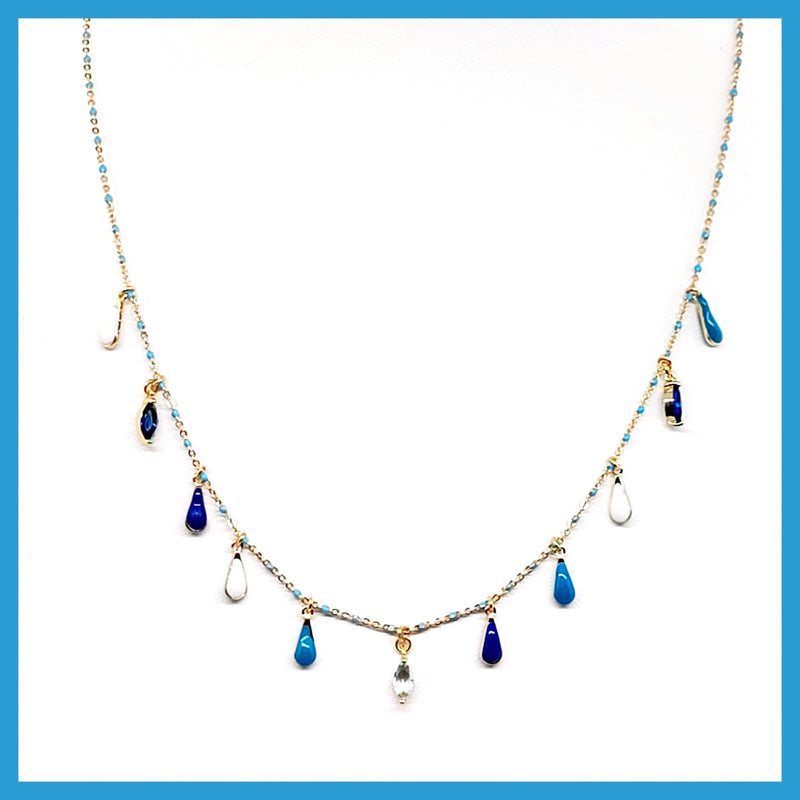 Gemstone Teardrop Necklace - Leila Jewels