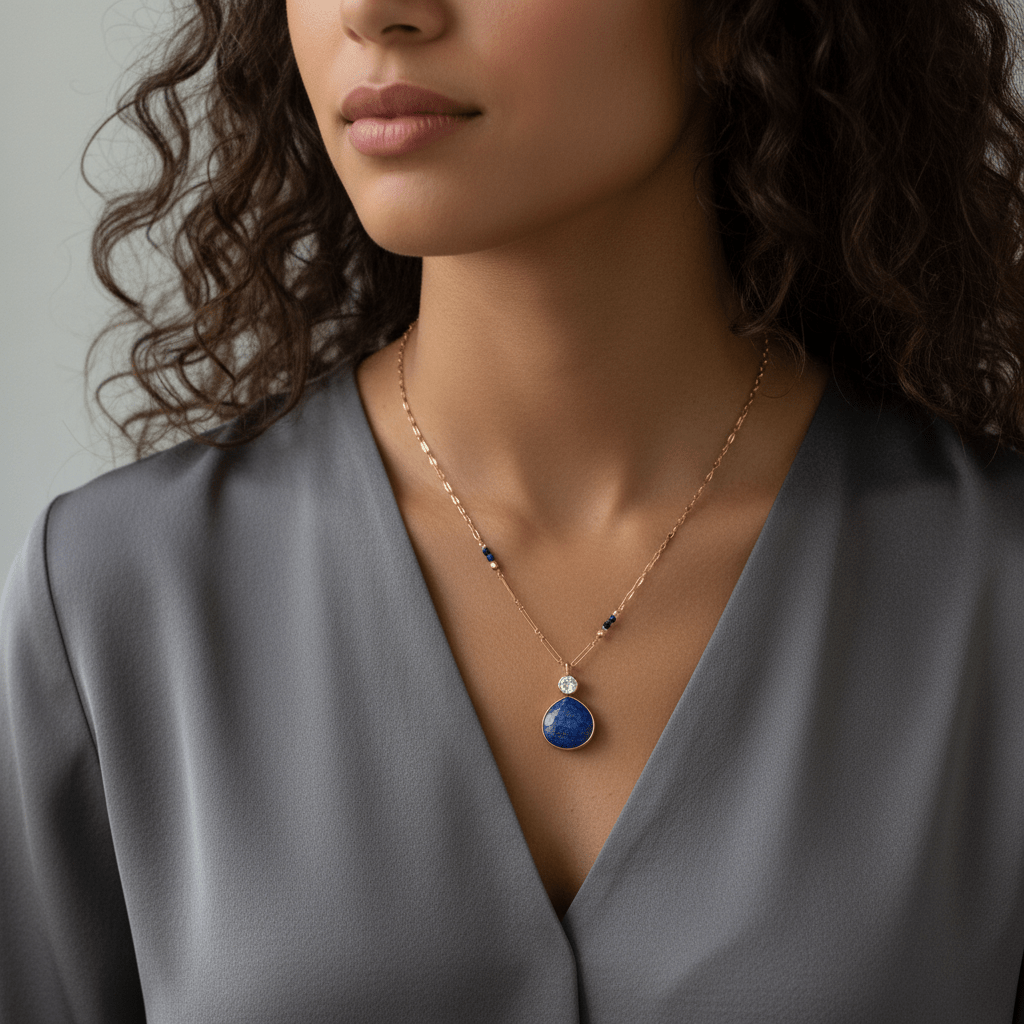 Lapis Lazuli Drop Necklace - Leila Jewels