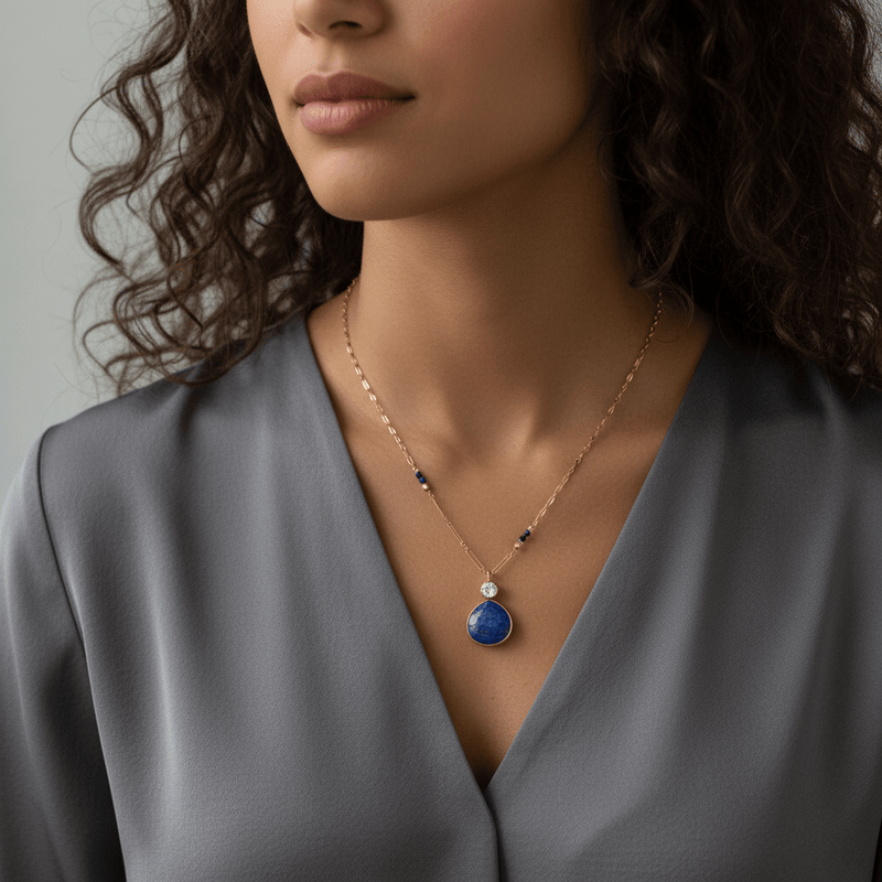 Lapis Lazuli Drop Necklace - Leila Jewels