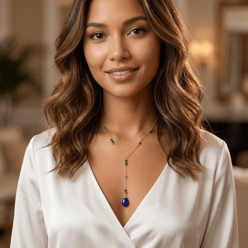 Gemstone "Y" Necklace - Leila Jewels