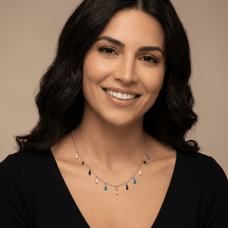 Gemstone Teardrop Necklace - Leila Jewels