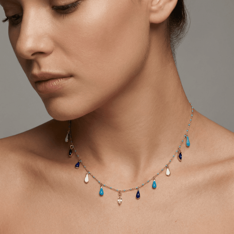 Gemstone Teardrop Necklace - Leila Jewels