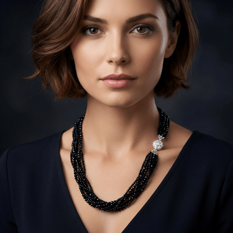 Crystal Bead Multi - strand Necklace - Leila Jewels